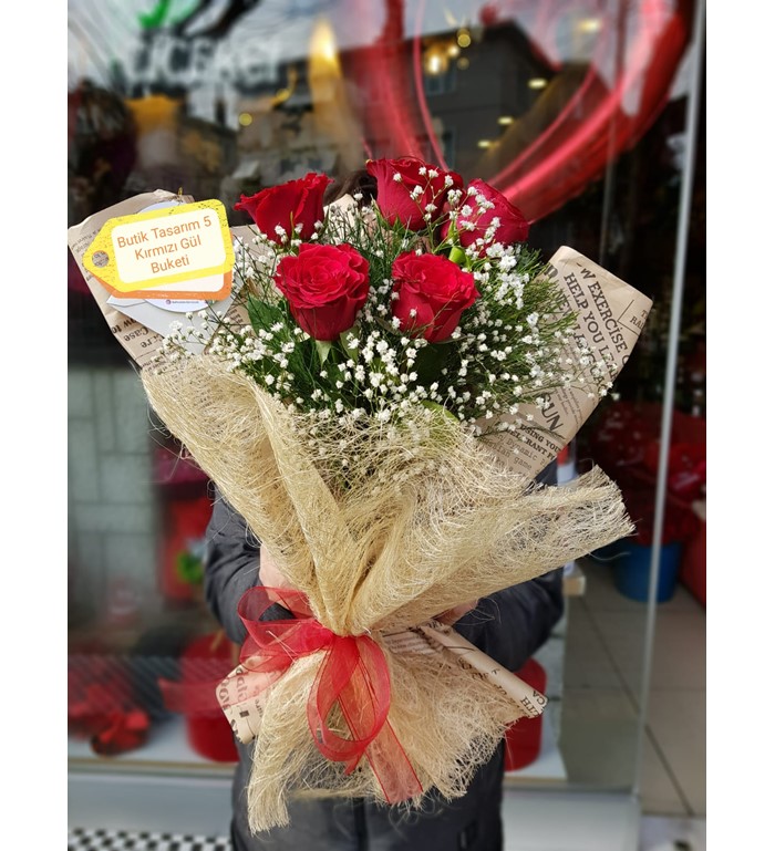 Butik Tasarım 5 Kırmızı Gül Buketi 47