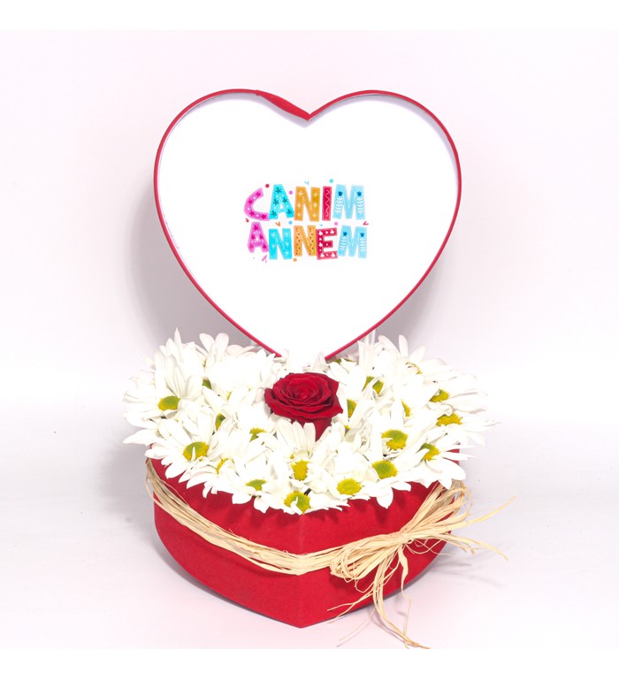 Canım Annem Temalı Papatya Ve Gül Kutusu