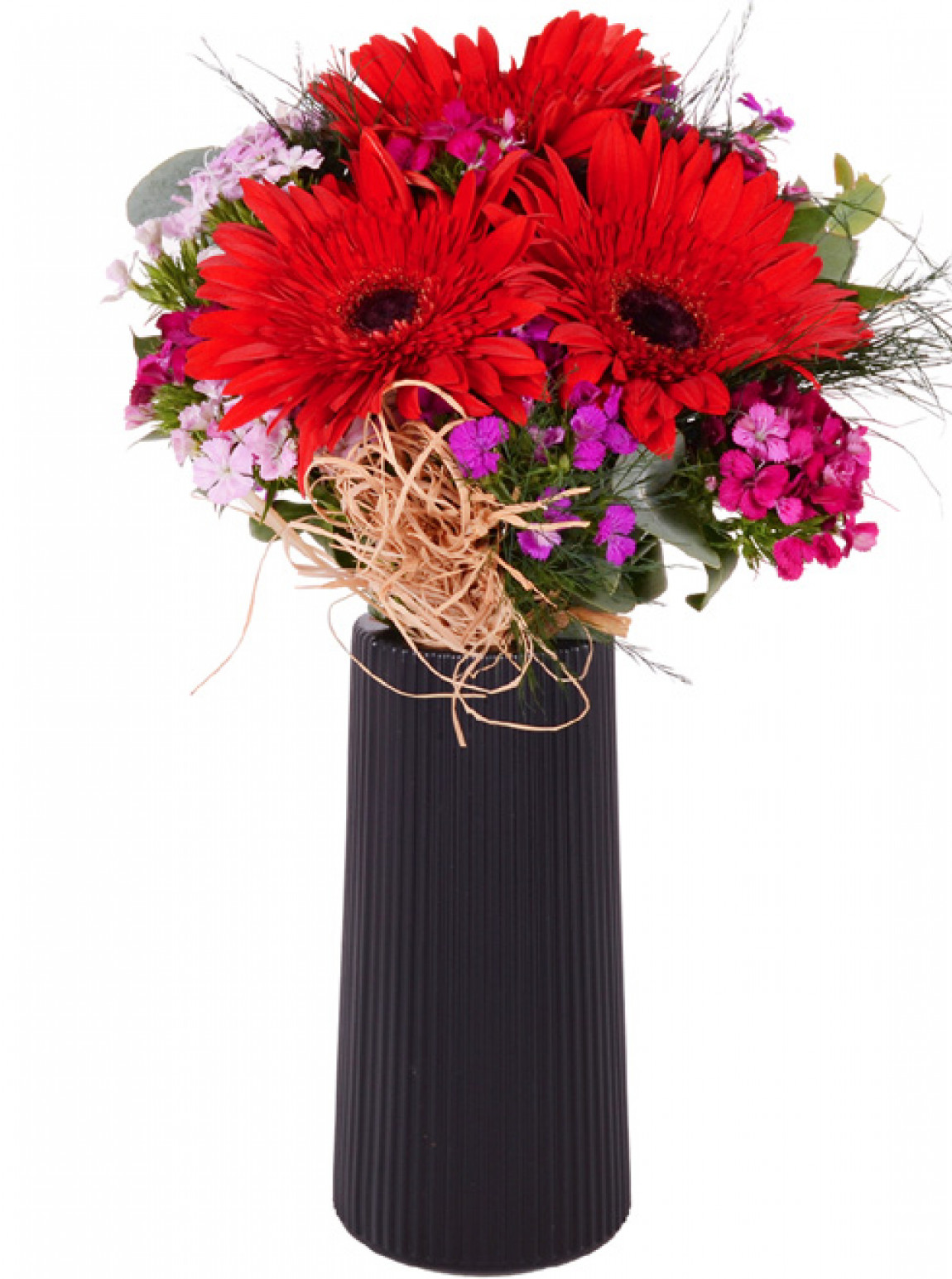 Siyah Vazoda Gerbera Hüsnü Yusuf  Arajmanı
