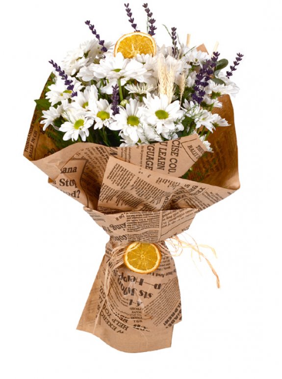 Doğal Kraft Kağıt Ile Süslenmiş Papatya