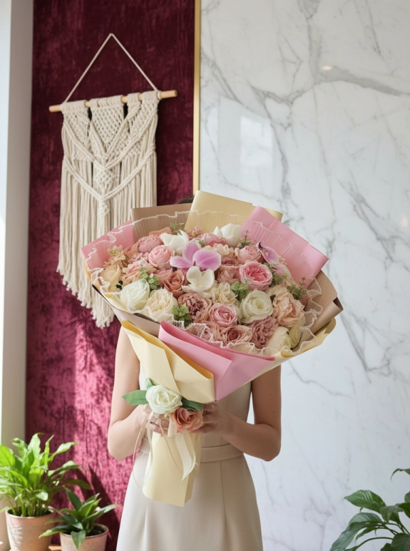 Pastel Gül Orkide Buketi