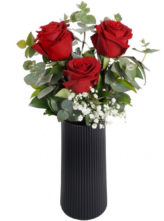 Siyah Desenli Vazoda Gül