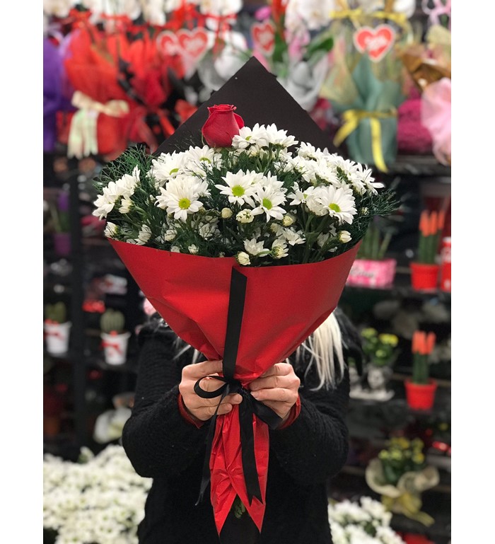 Vip Tasarım Gül Ve Papatya Buketi